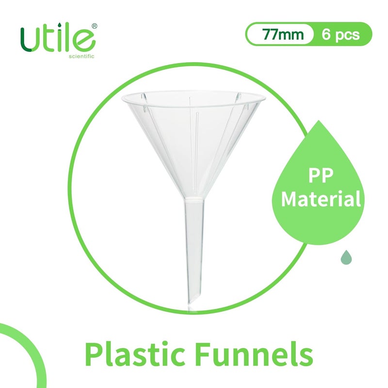 UTILE 6pcs Plastic Analytical Funnel Set, PP Material, Top Diameter 70mm, Small Funnel for Lab Bottles, Recreational Activities, 4512.0015.6 - Image 2